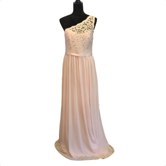 David's Bridal Dresses & Skirts - David’s Bridal One Shouldered Pink Gown size 10